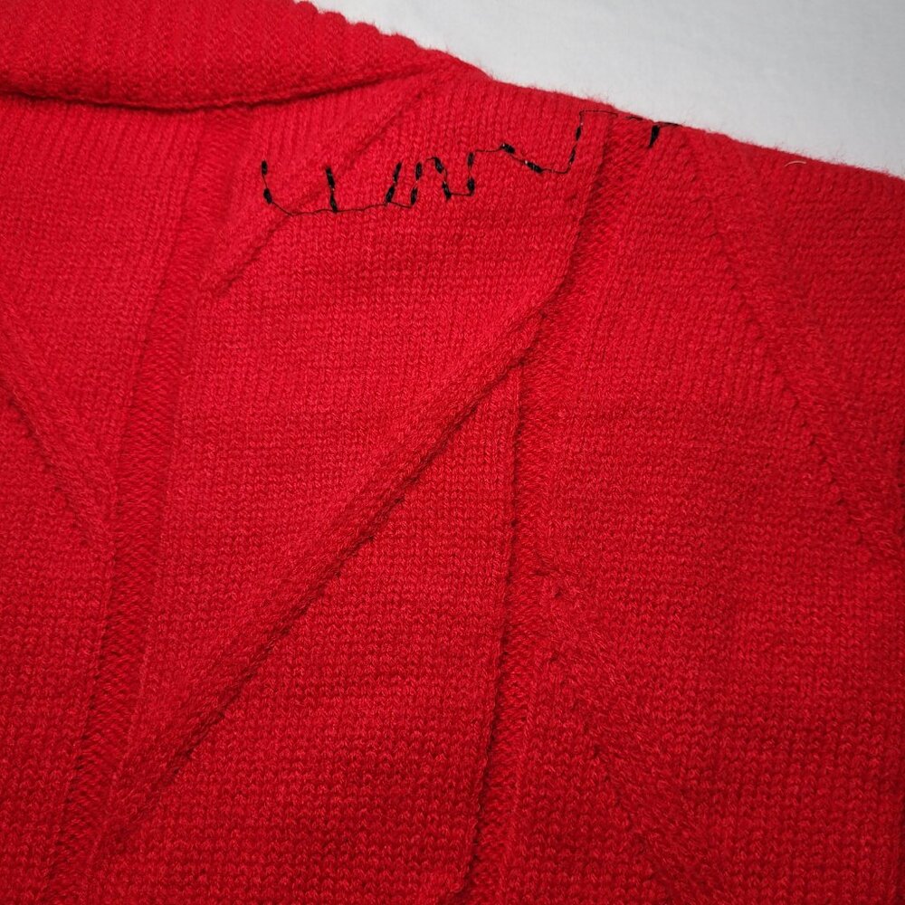 Ebossy Knit Cardigan Red Colorful Embroidery Patches Women Medium Streetwear Y2K - Picture 5 of 11